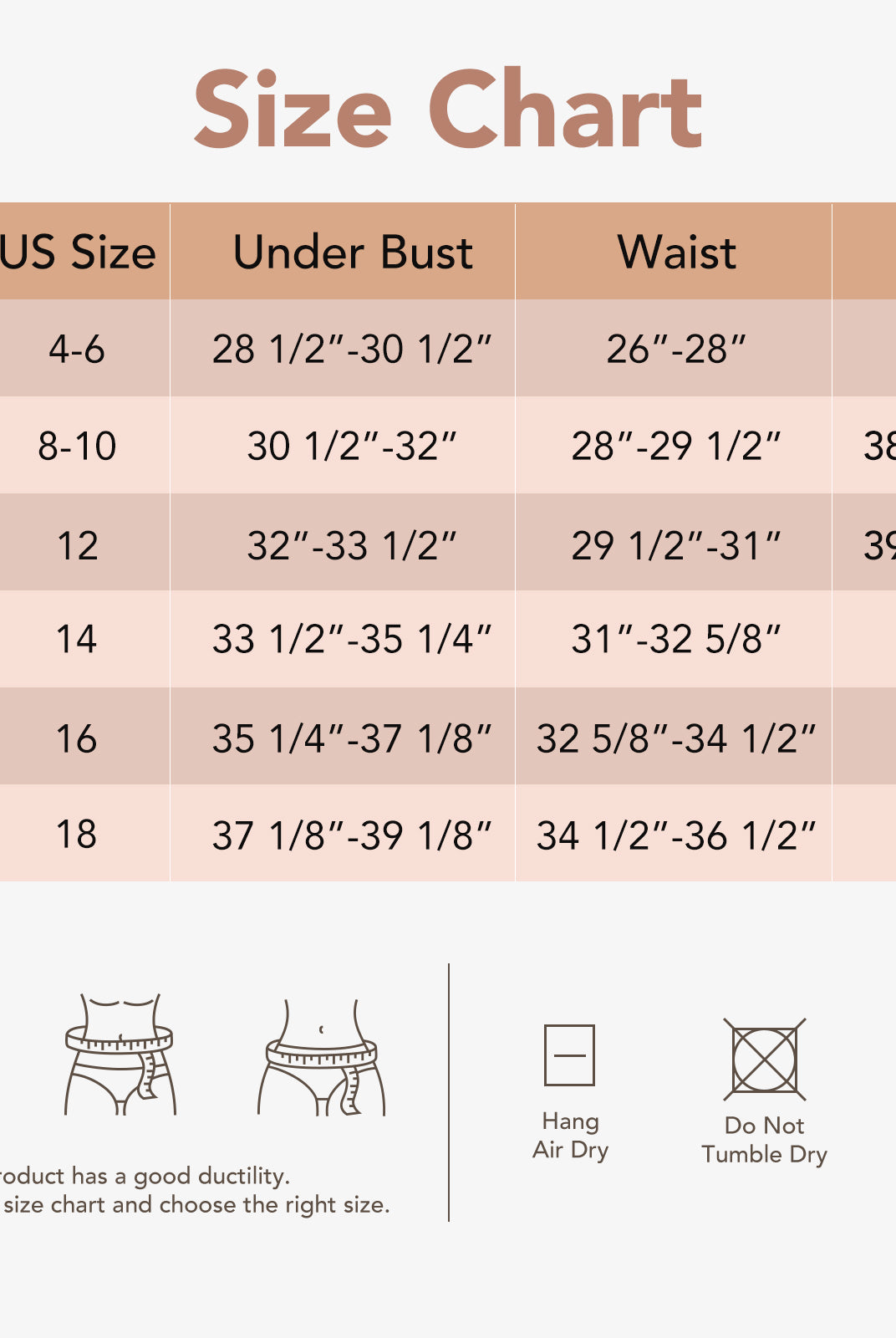 Joyshaper Open Bust Lace Slips Dress size chart