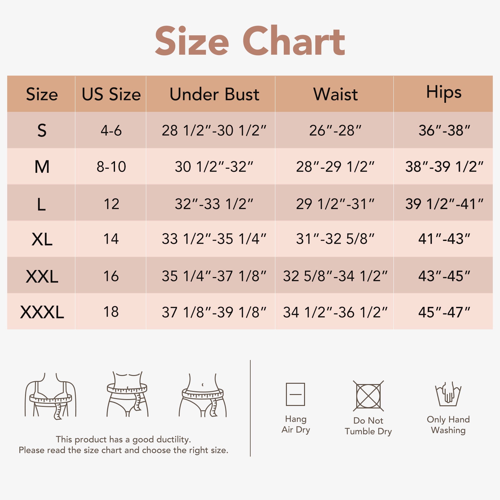 Joyshaper Open Bust Lace Slips Dress size chart