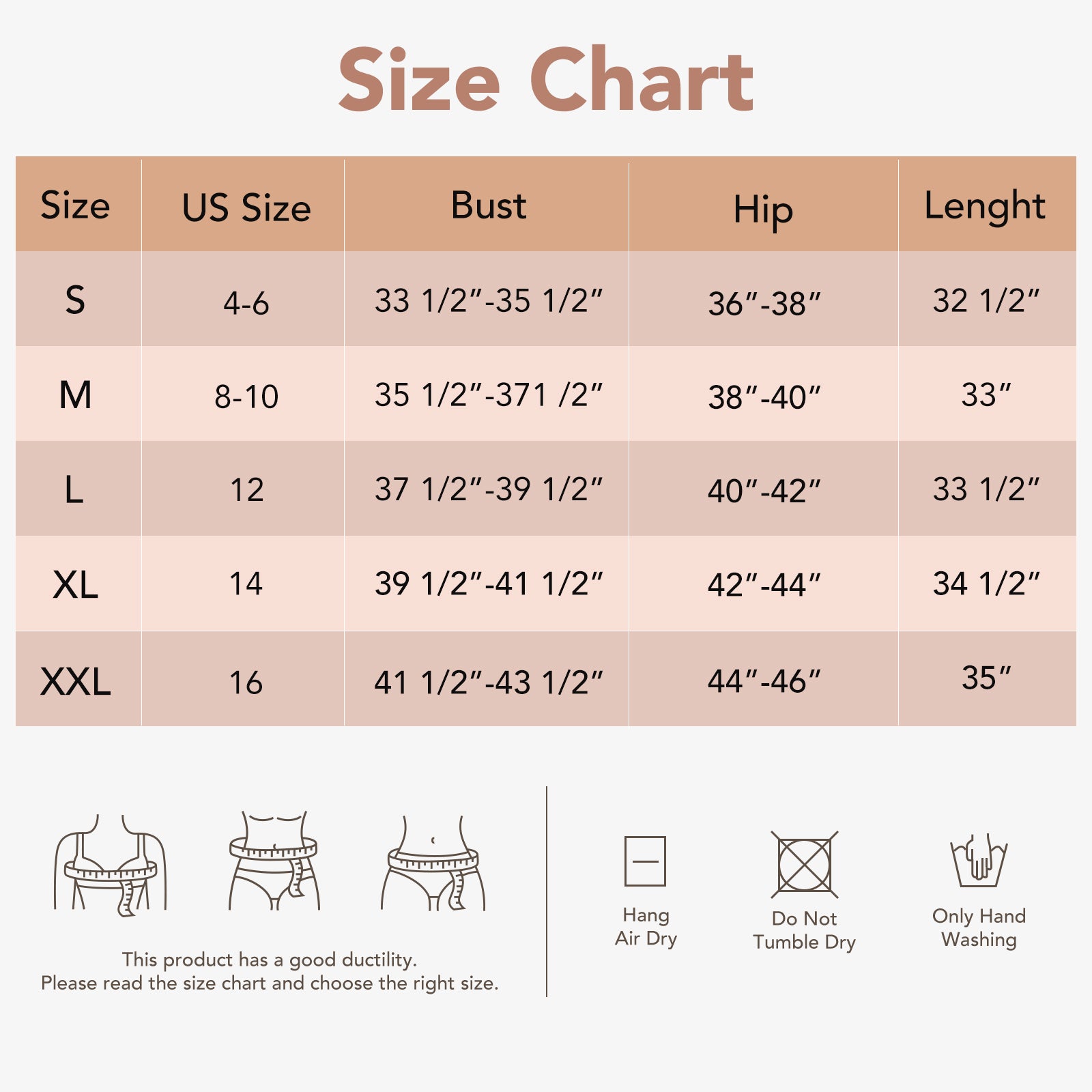 Joyshaper Seamless V-Neck Slips Dress size chart