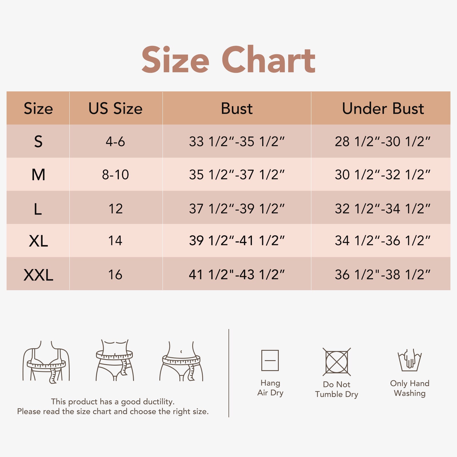 Joyshaper Upper Arm Shaper Chest Brace Up size chart
