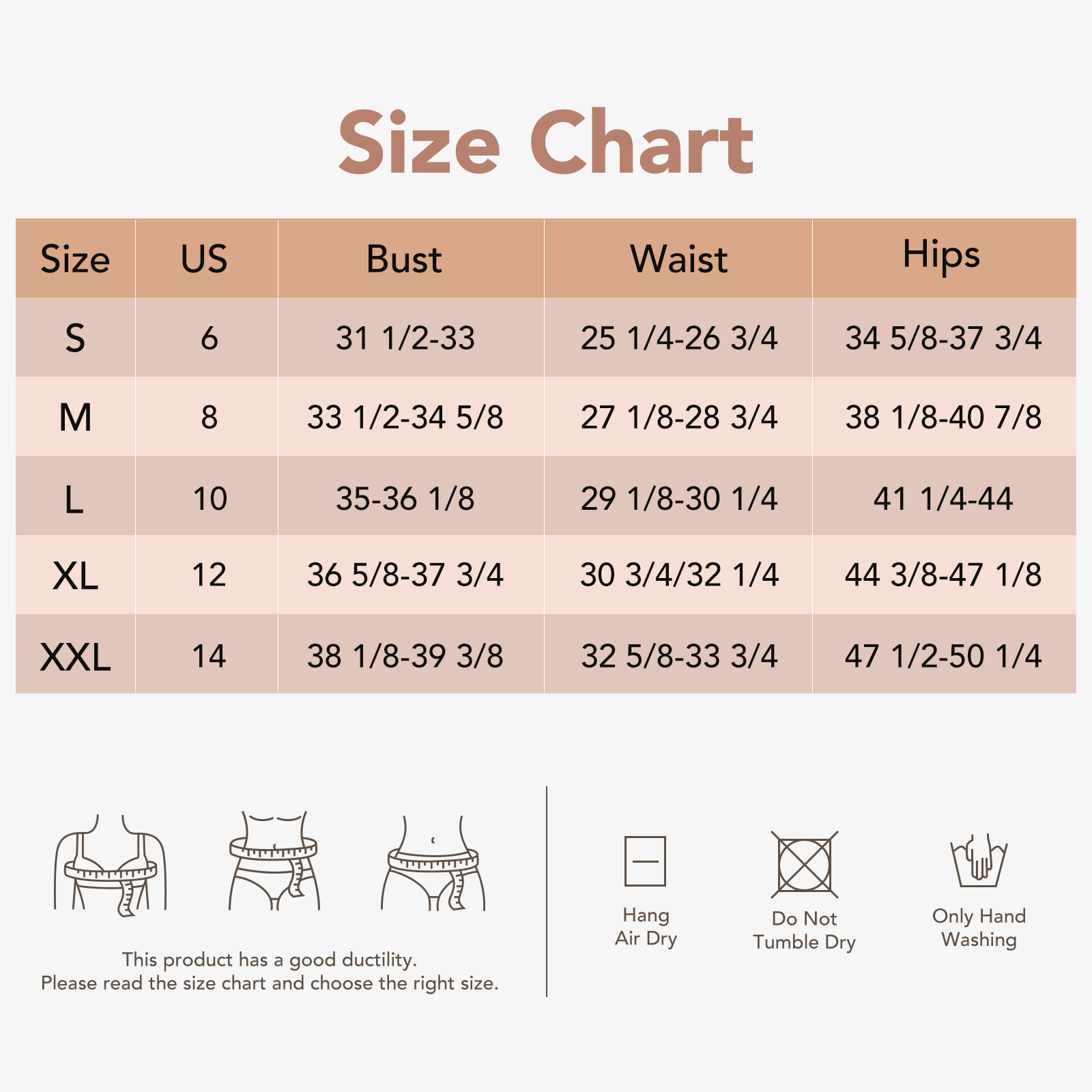 Joyshaper V-Neck Thong Bodysuit size chart