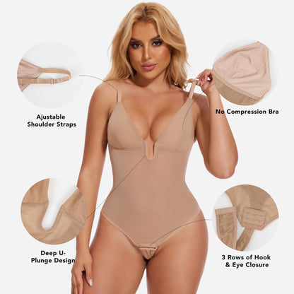 Joyshaper Low Back U Plunge Thong Shapewear Bodysuit