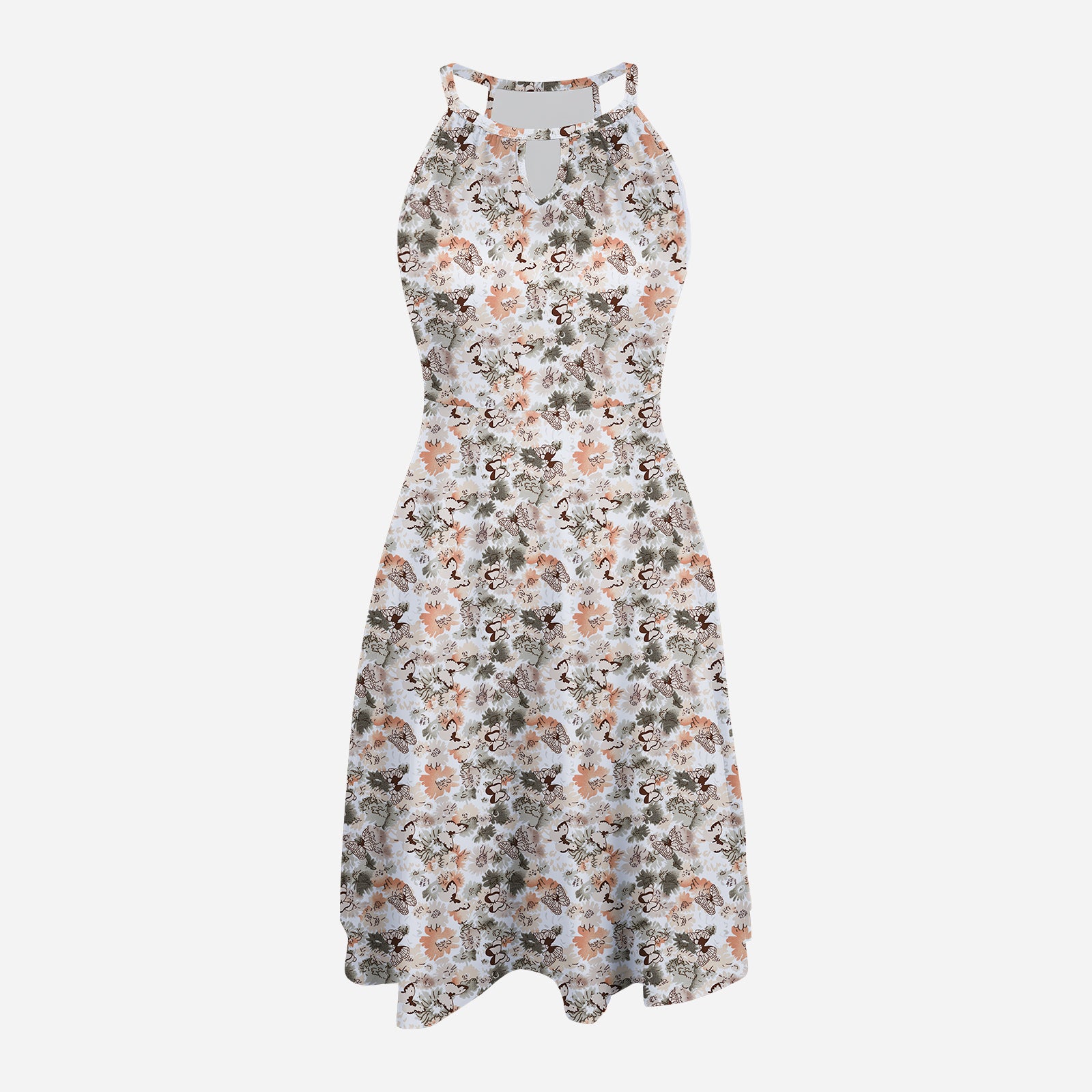 JOYSHAPER Summer Halter Dress with Built-in Bra and Pockets Casual Flowy