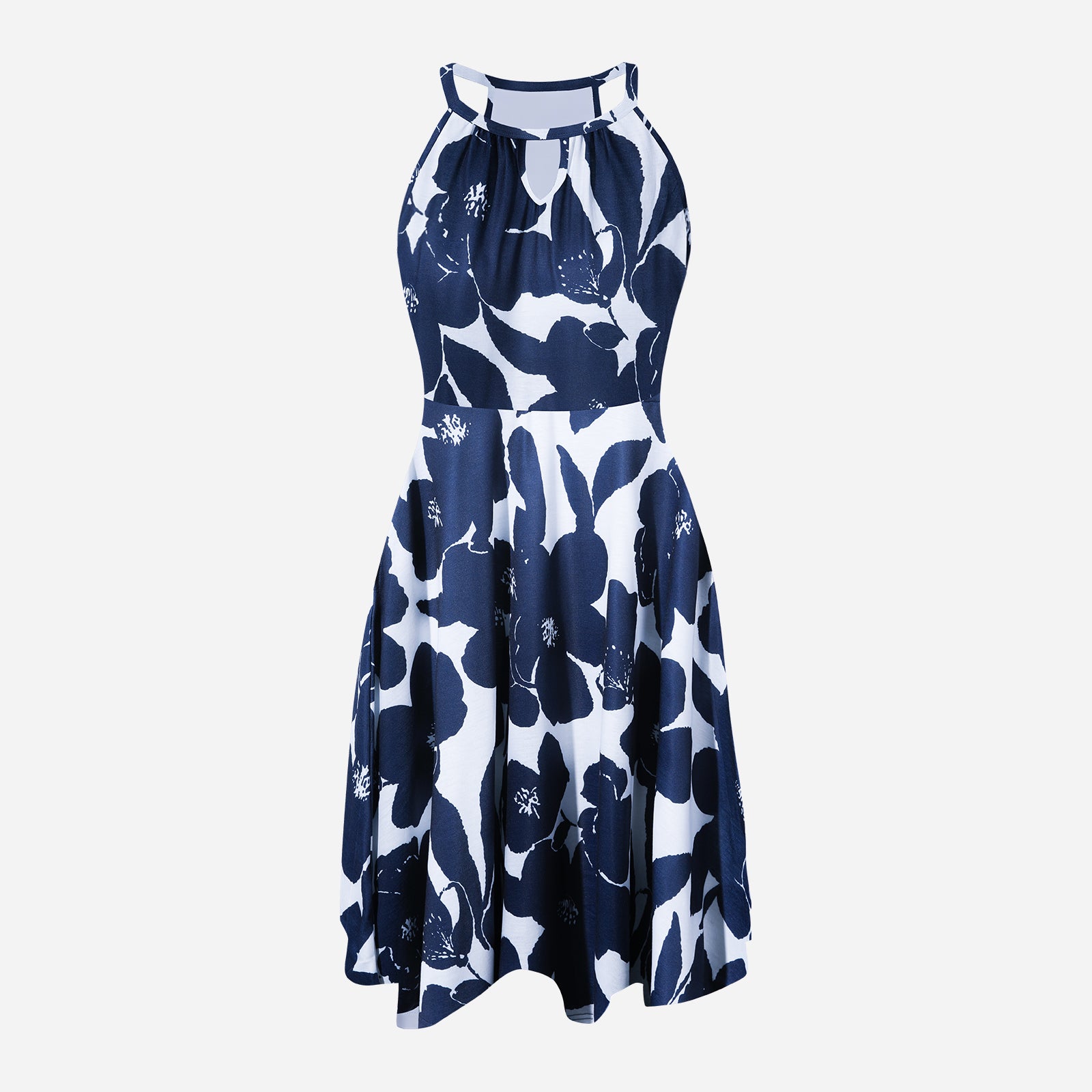 JOYSHAPER Summer Halter Dress with Built-in Bra and Pockets Casual Flowy