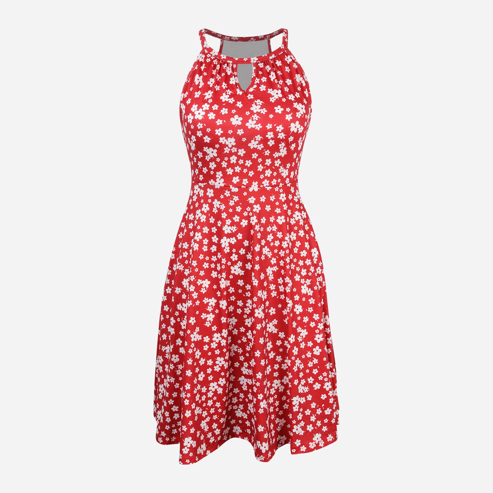 JOYSHAPER Summer Halter Dress with Built-in Bra and Pockets Casual Flowy