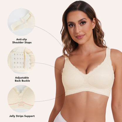 Joyshaper Supportive Push-Up V-Neck Lace Bra