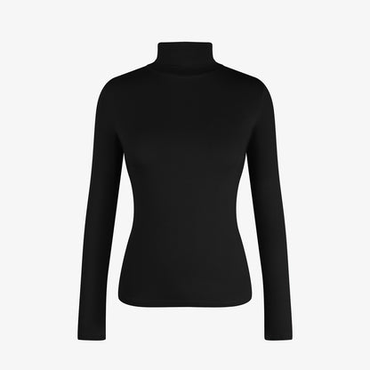 Joyshaper Cotton Stretch Long Sleeve Mock Turtle Neck Top