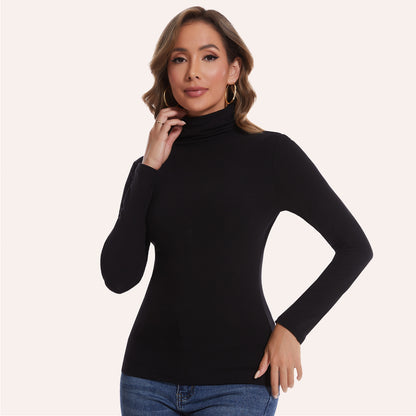 Joyshaper Cotton Stretch Long Sleeve Mock Turtle Neck Top