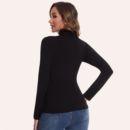 Joyshaper Cotton Stretch Long Sleeve Mock Turtle Neck Top