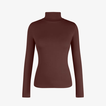 Joyshaper Cotton Stretch Long Sleeve Mock Turtle Neck Top