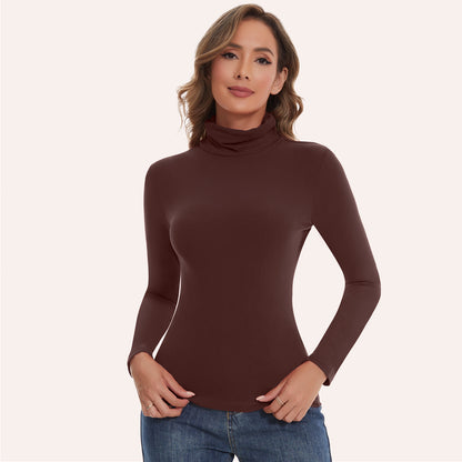 Joyshaper Cotton Stretch Long Sleeve Mock Turtle Neck Top