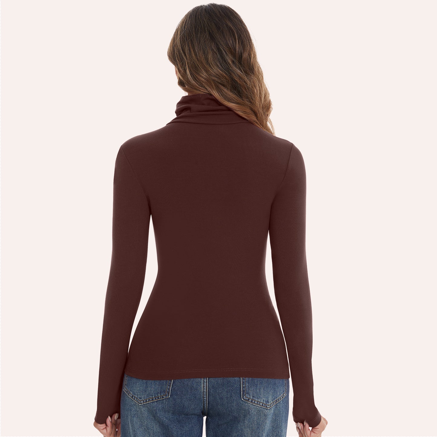 Joyshaper Cotton Stretch Long Sleeve Mock Turtle Neck Top