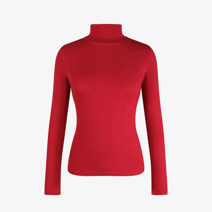 Joyshaper Cotton Stretch Long Sleeve Mock Turtle Neck Top