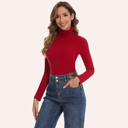 Joyshaper Cotton Stretch Long Sleeve Mock Turtle Neck Top