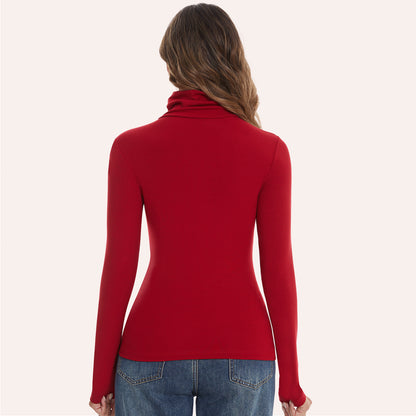 Joyshaper Cotton Stretch Long Sleeve Mock Turtle Neck Top