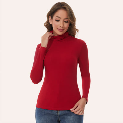 Joyshaper Cotton Stretch Long Sleeve Mock Turtle Neck Top