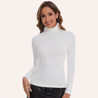 Joyshaper Cotton Stretch Long Sleeve Mock Turtle Neck Top
