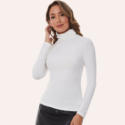 Joyshaper Cotton Stretch Long Sleeve Mock Turtle Neck Top