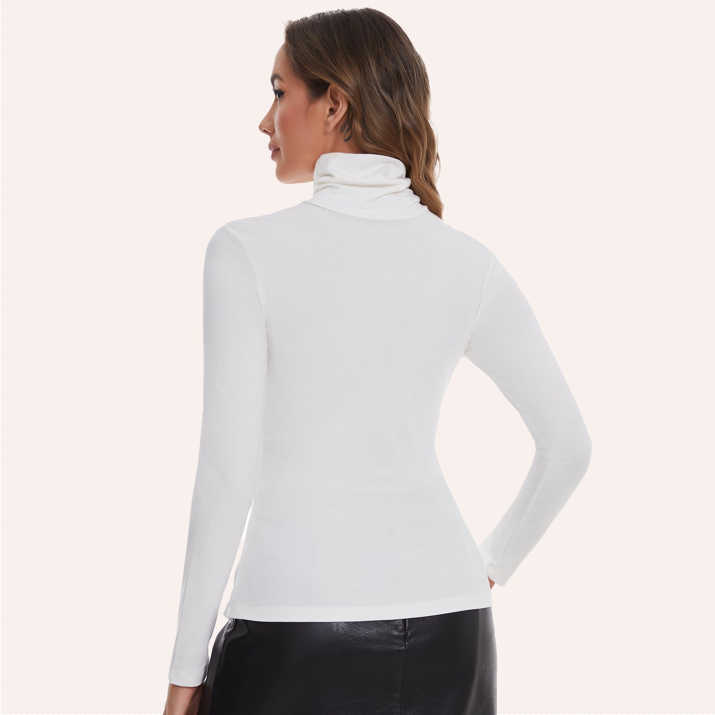Joyshaper Cotton Stretch Long Sleeve Mock Turtle Neck Top