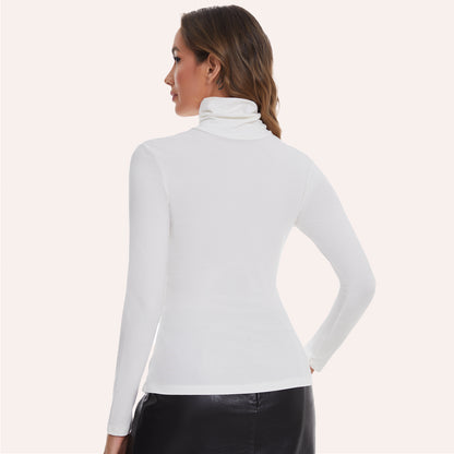 Joyshaper Cotton Stretch Long Sleeve Mock Turtle Neck Top