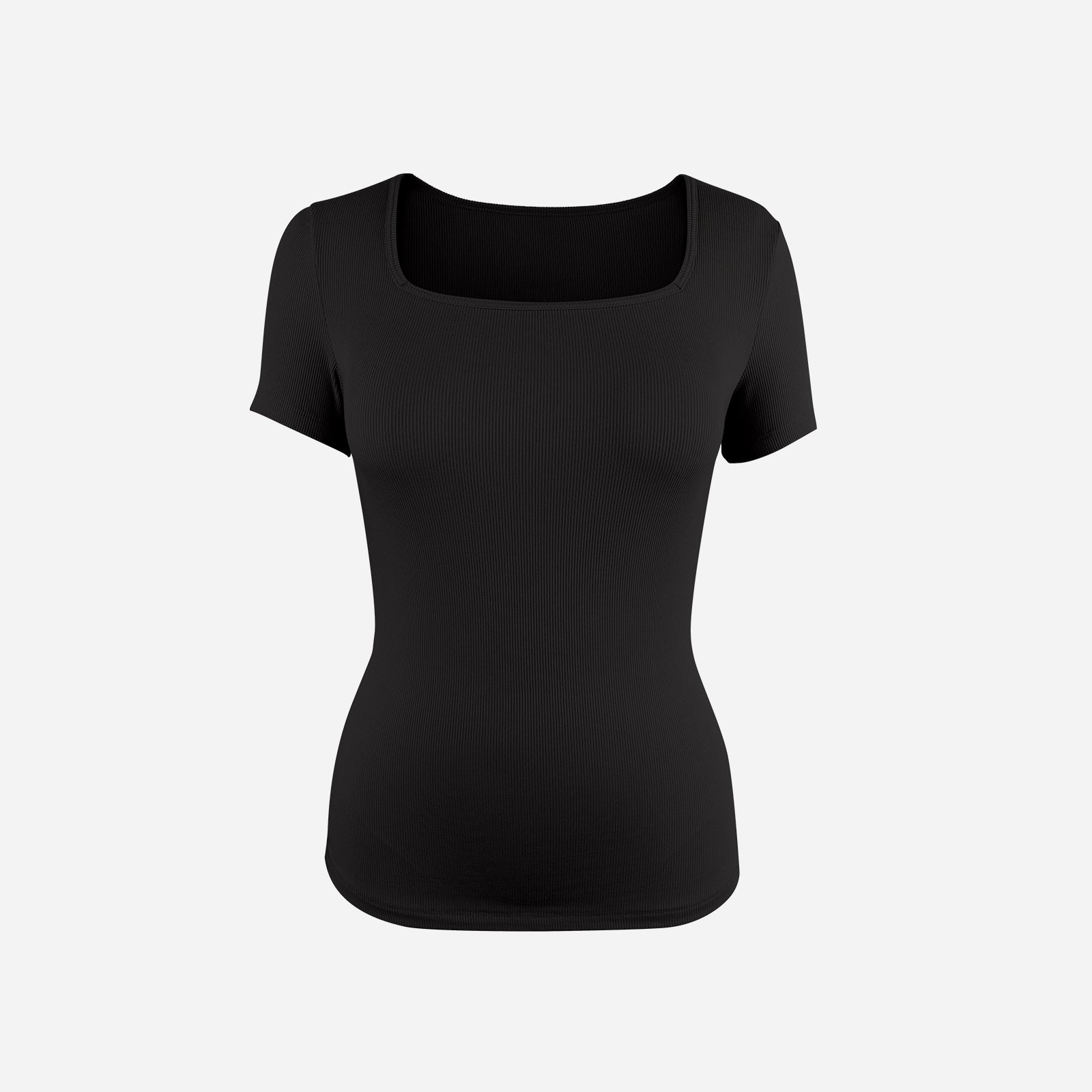 Joyshaper Ladies Ribbed Square Neck Tee Slim Fit Summer Top