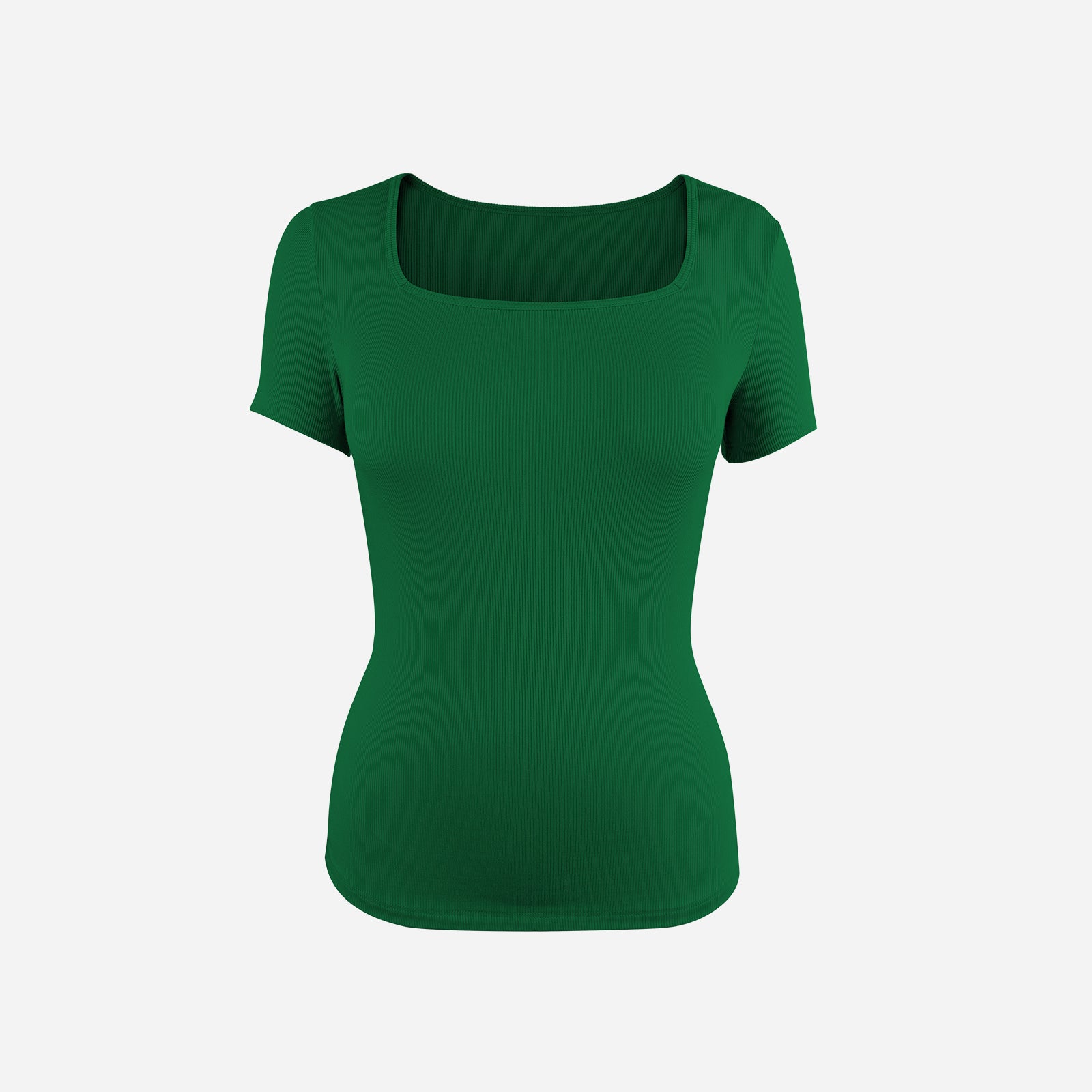Joyshaper Ladies Ribbed Square Neck Tee Slim Fit Summer Top