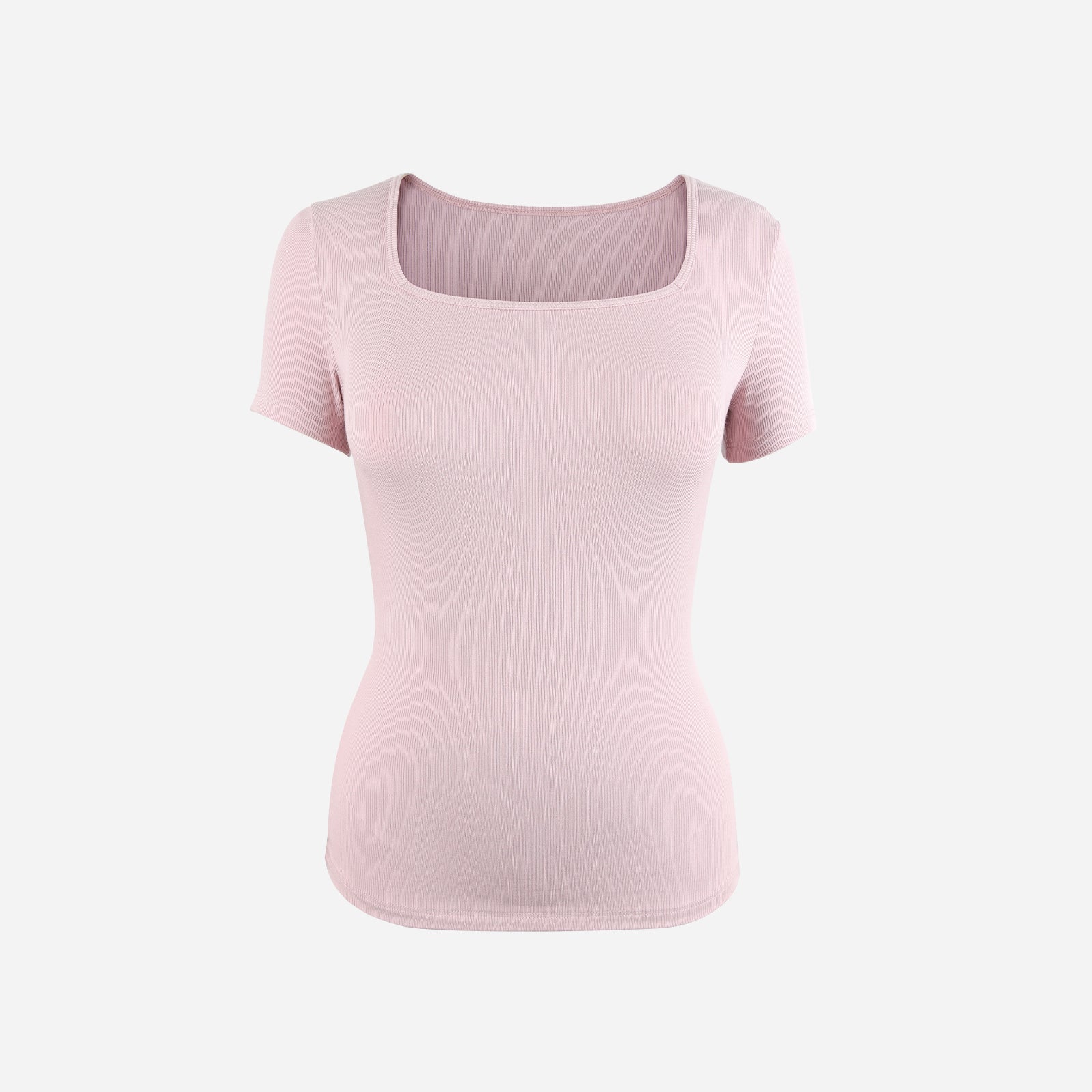 Joyshaper Ladies Ribbed Square Neck Tee Slim Fit Summer Top