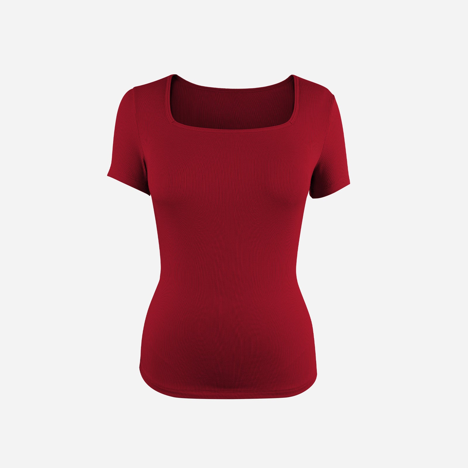 Joyshaper Ladies Ribbed Square Neck Tee Slim Fit Summer Top