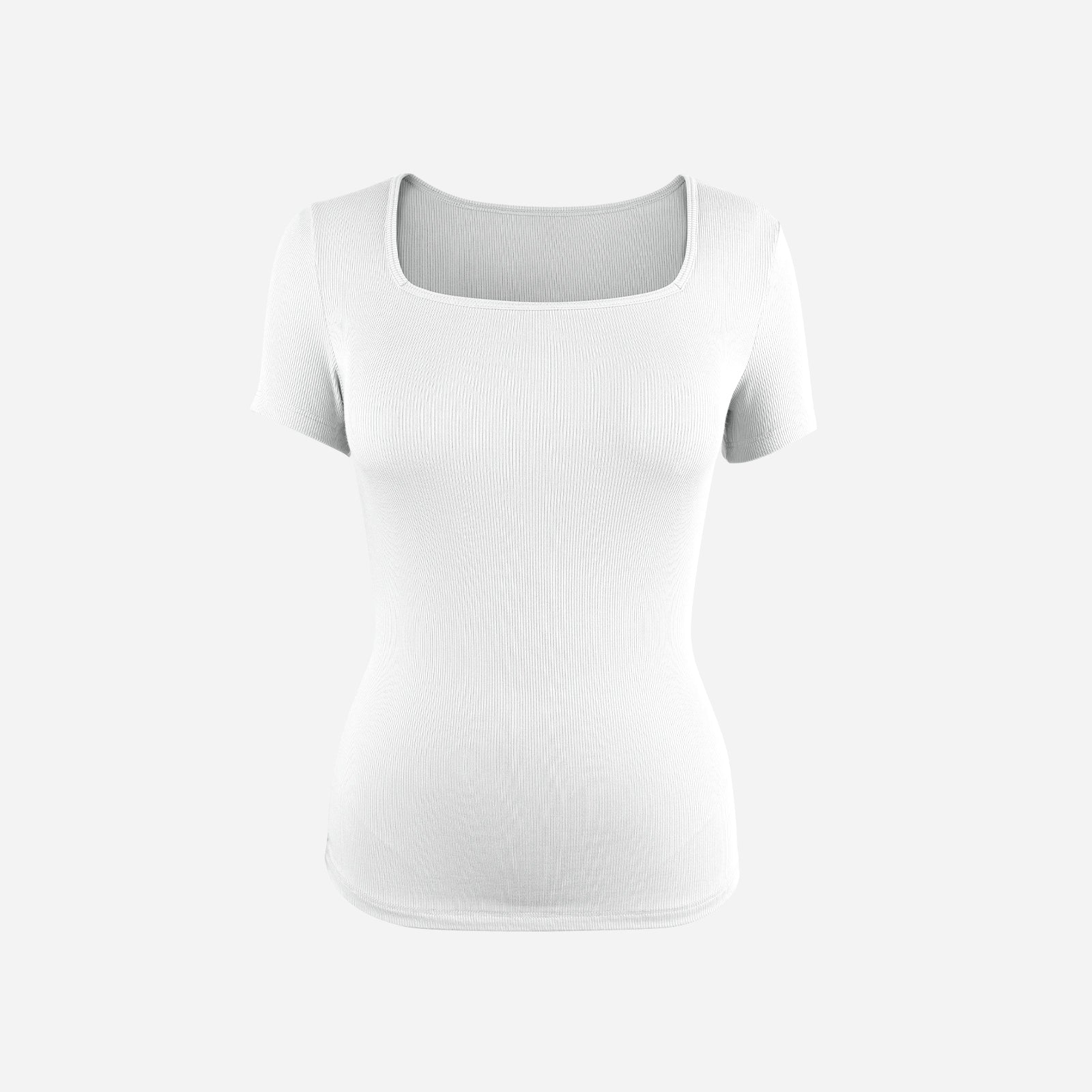 Joyshaper Ladies Ribbed Square Neck Tee Slim Fit Summer Top