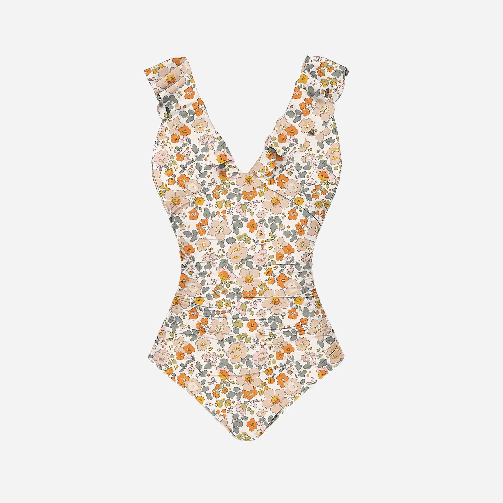 Joyshaper One Piece Tummy Control Ruffle V Neck Swimsuit