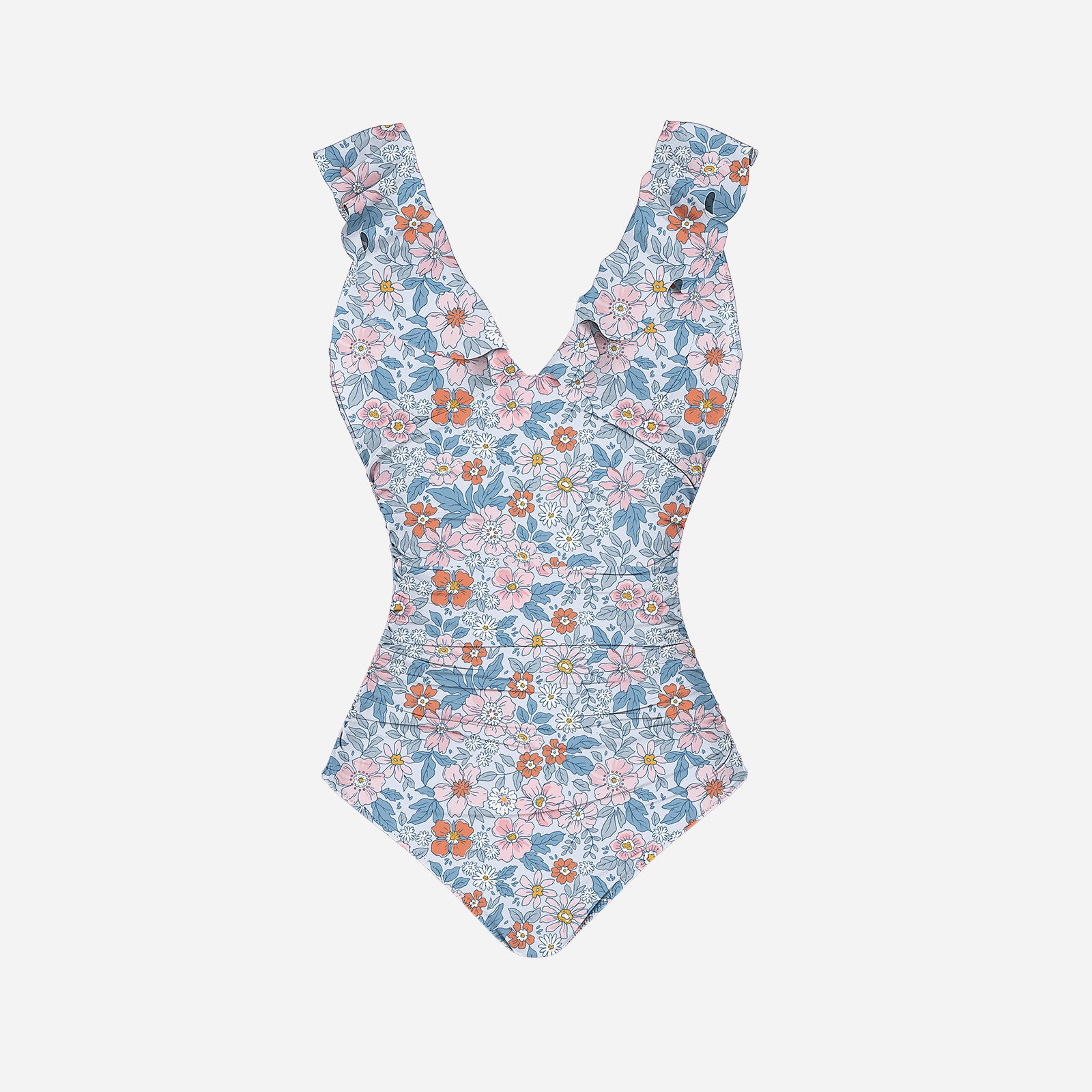 Joyshaper One Piece Tummy Control Ruffle V Neck Swimsuit