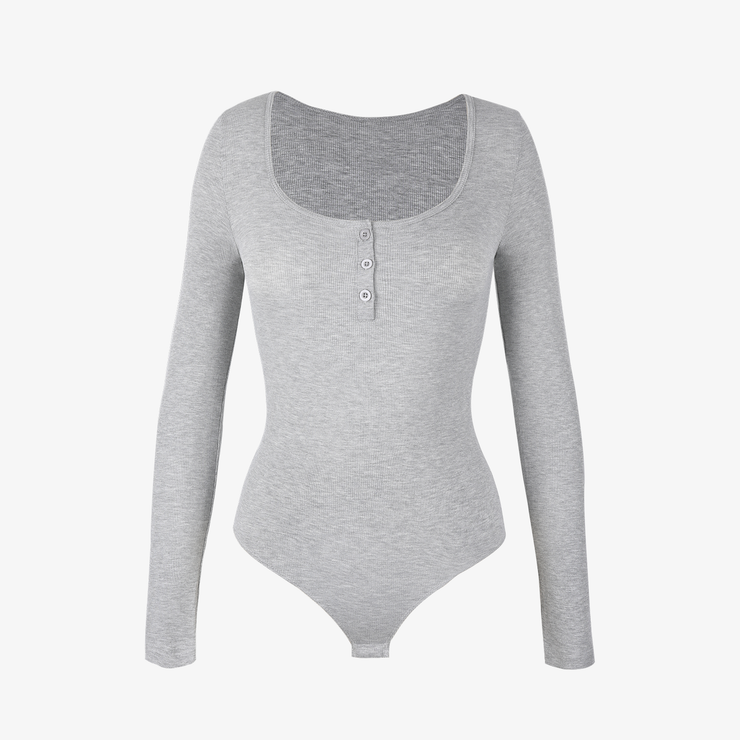 Joyshaper Ribbed Henley Long Sleeve Bodysuit