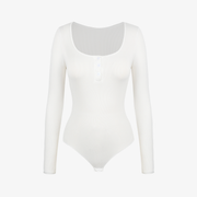Joyshaper Ribbed Henley Long Sleeve Bodysuit