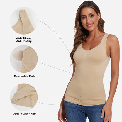 Joyshaper V-Neck Seamless Shapewear Tank With Padded Bra