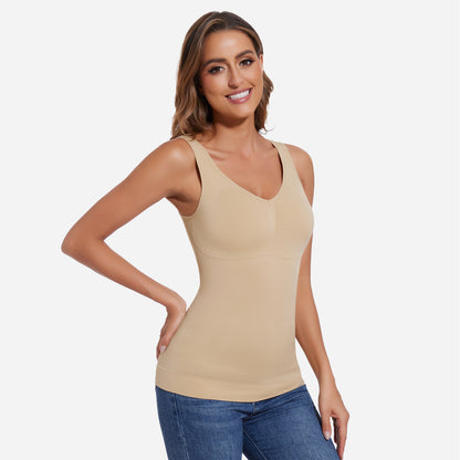 Joyshaper V-Neck Seamless Shapewear Tank With Padded Bra