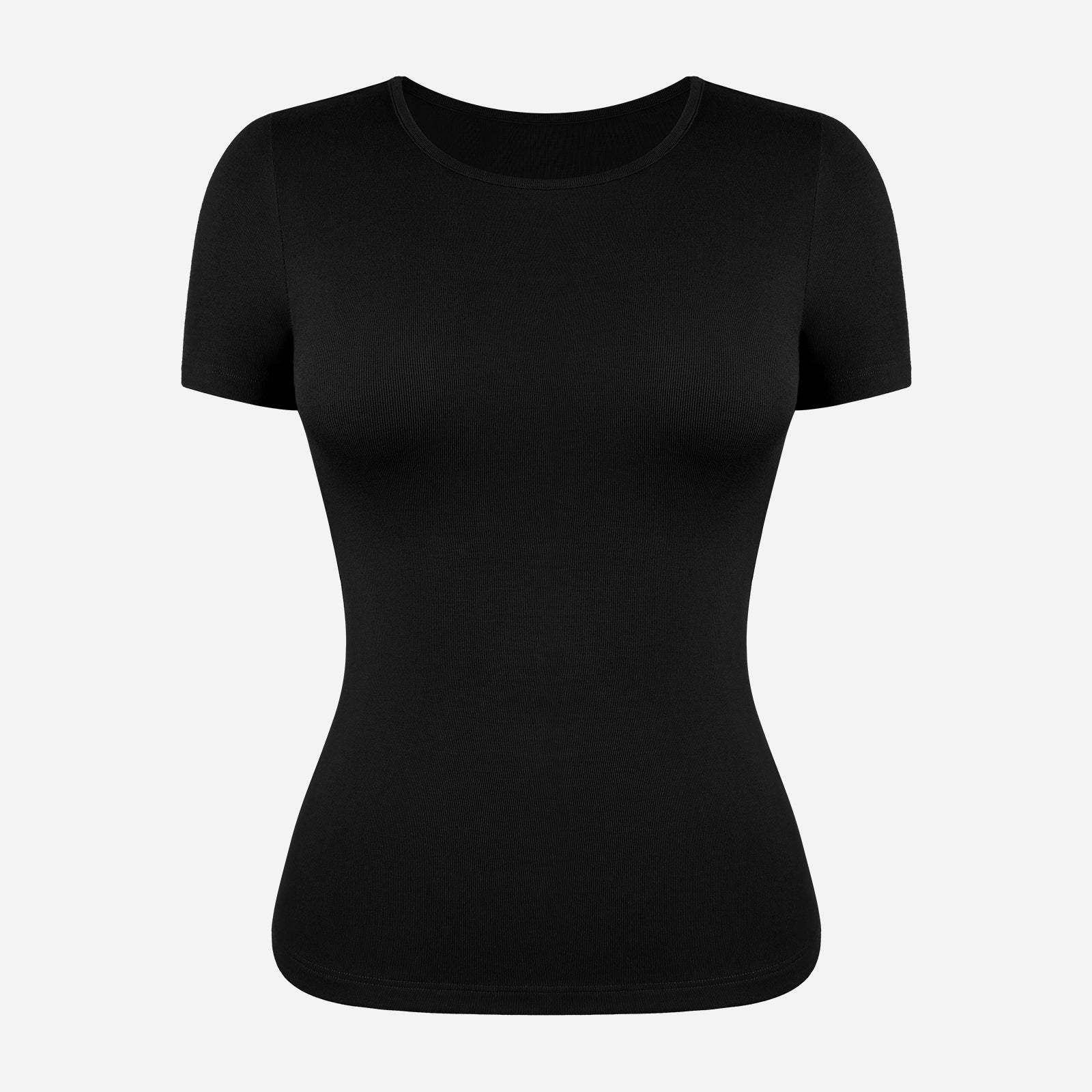 Joyshaper Women's Slim Fit Square Neck Ribbed Tee Summer Short Sleeve