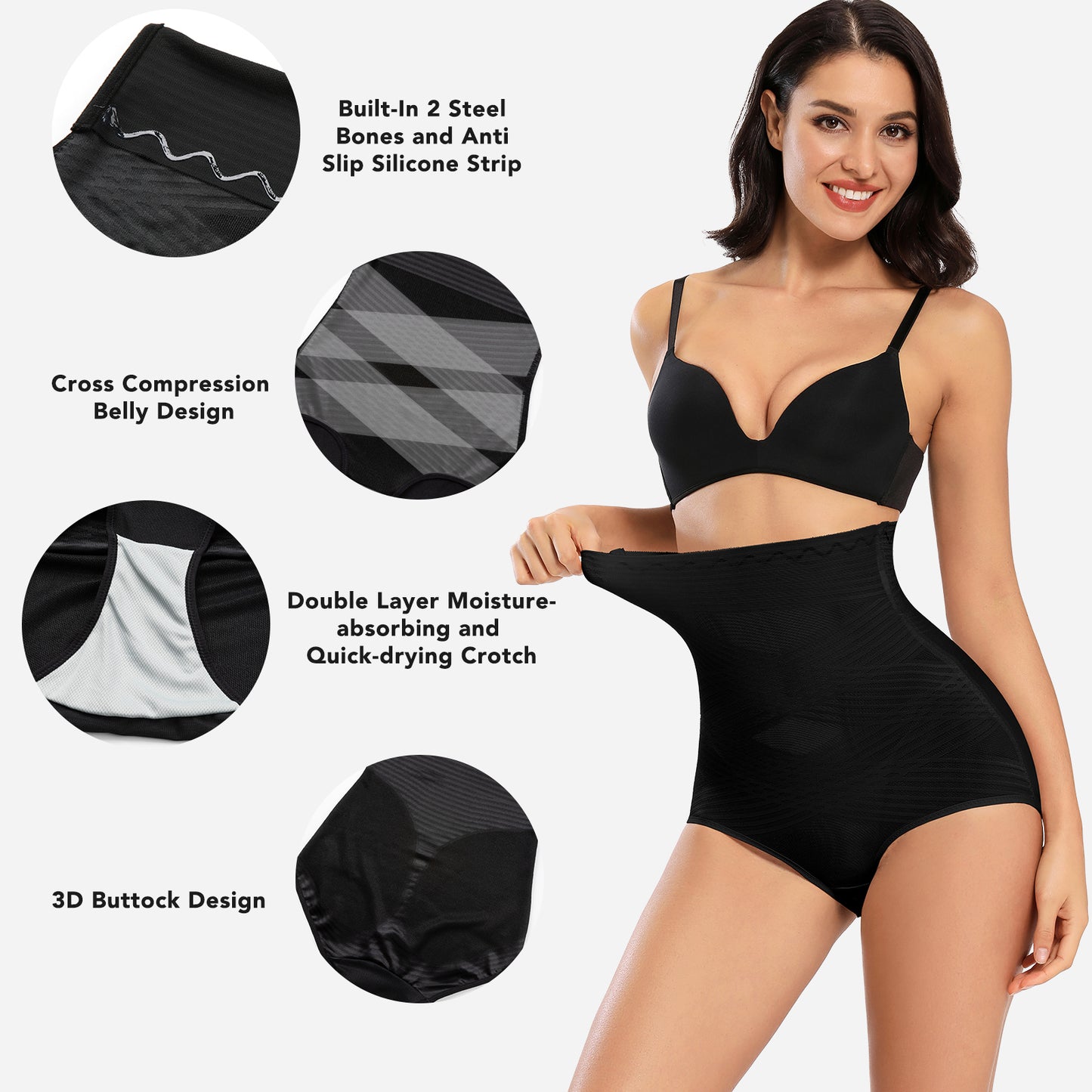 Joyshaper High Waisted Tummy Control Shapewear Panties Black