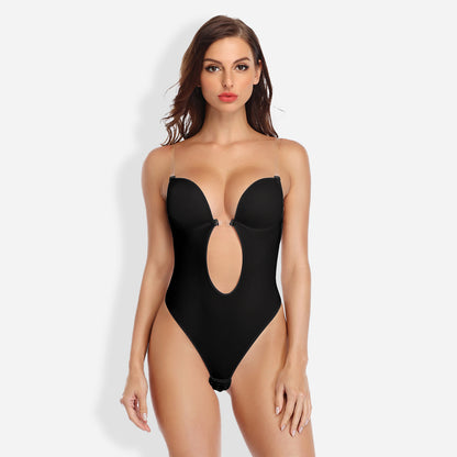 Joyshaper Plunging Deep V-Neck Strapless Backless Thong Bodysuit
