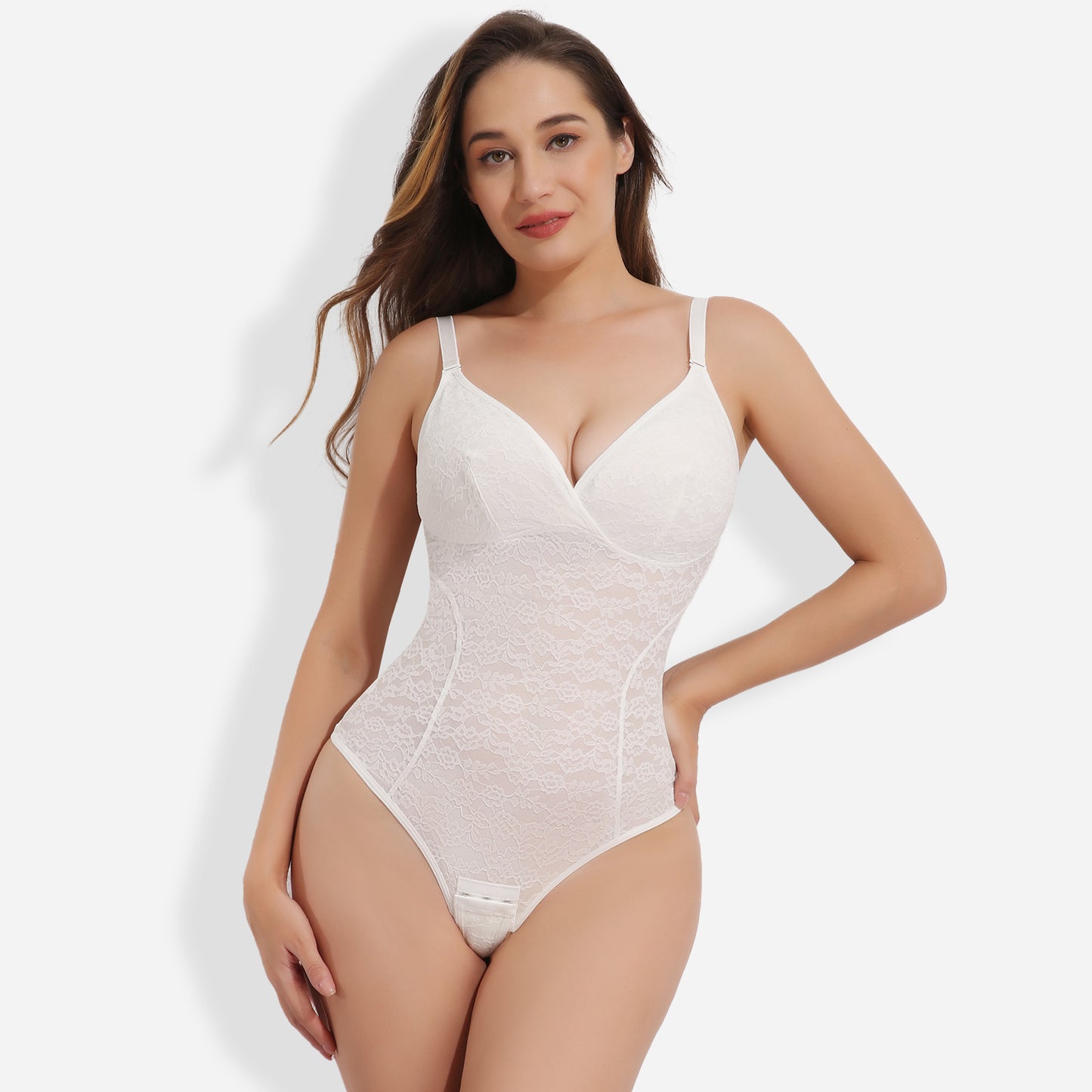 Joyshaper V-Neck Lace Thong Bodysuit