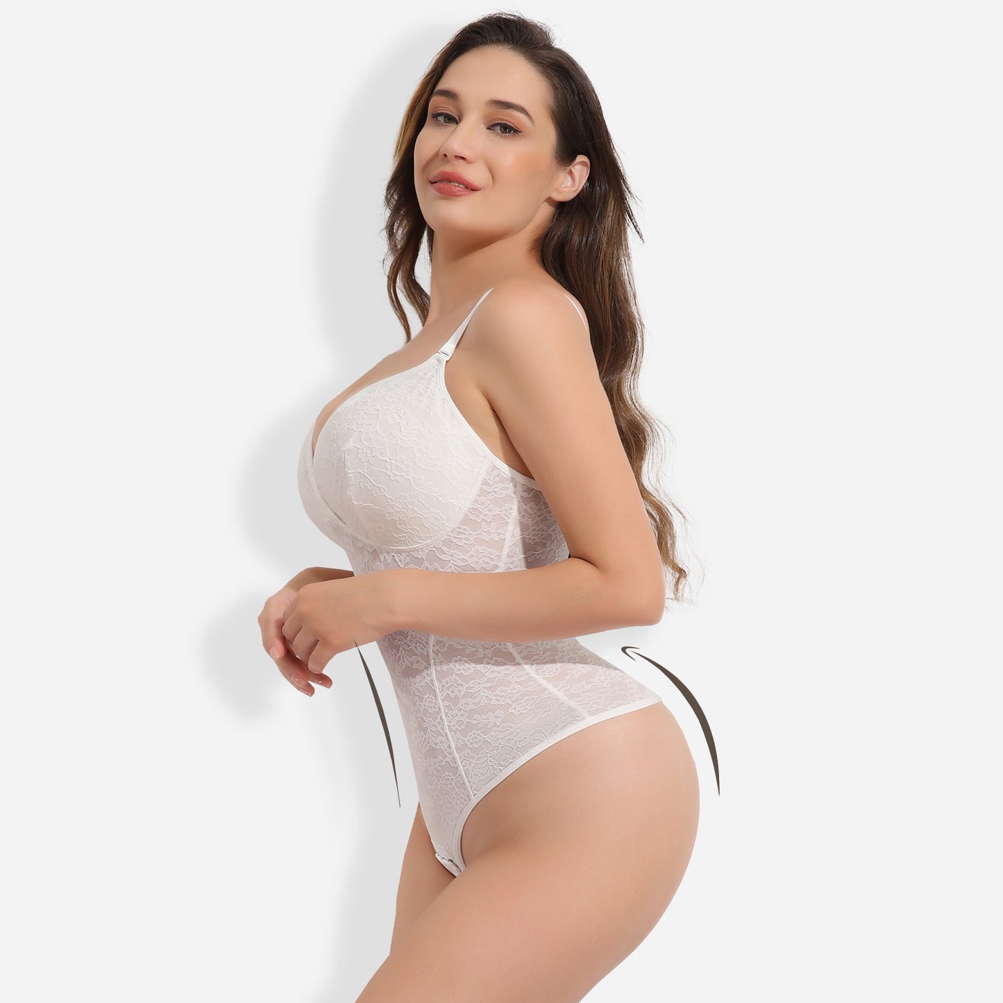 Joyshaper V-Neck Lace Thong Bodysuit