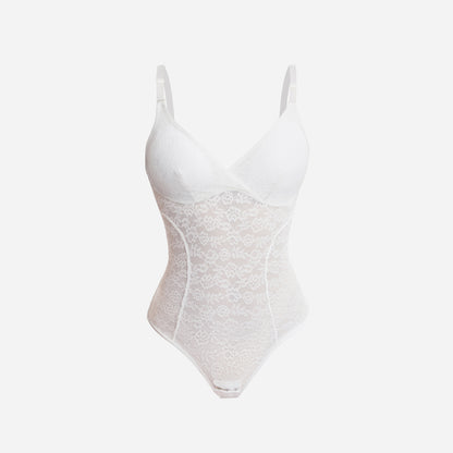 Joyshaper V-Neck Lace Thong Bodysuit