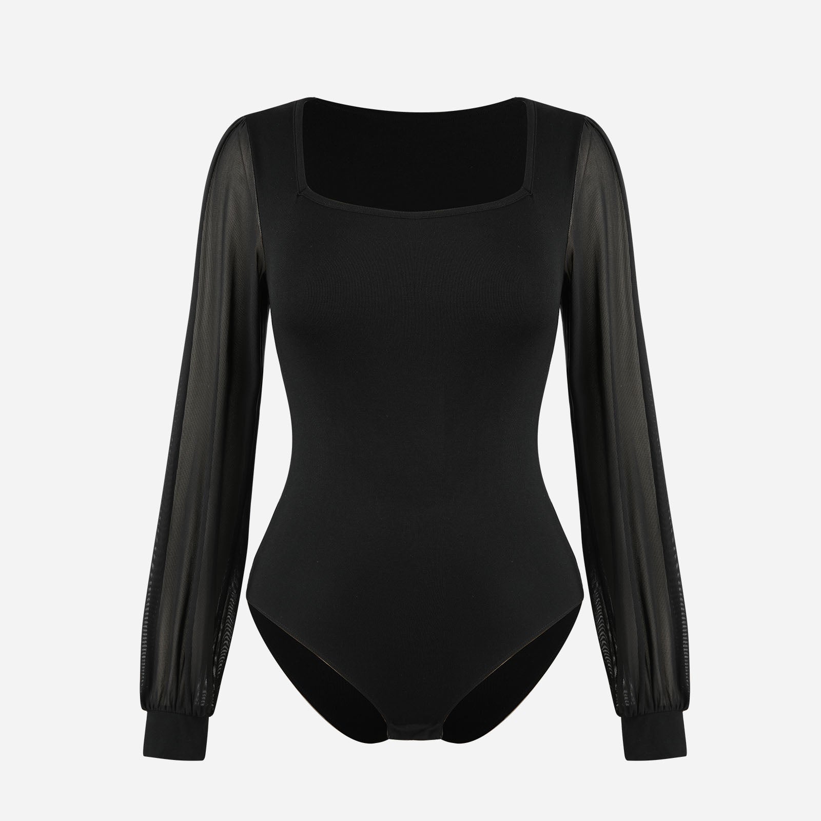 Joyshaper Women’s Square Neck Puff Sleeve Bodysuit Long Sleeve Tops