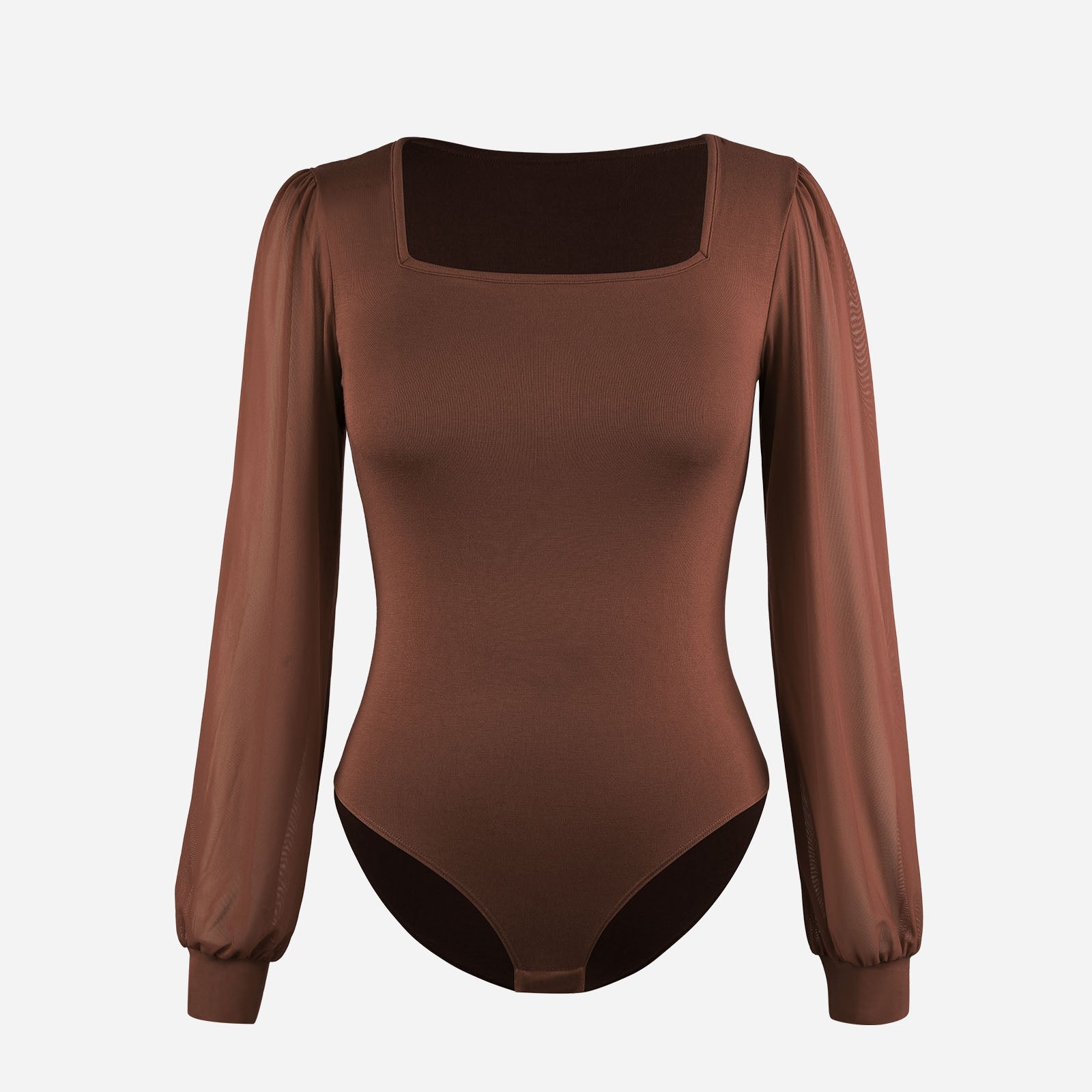 Joyshaper Women’s Square Neck Puff Sleeve Bodysuit Long Sleeve Tops