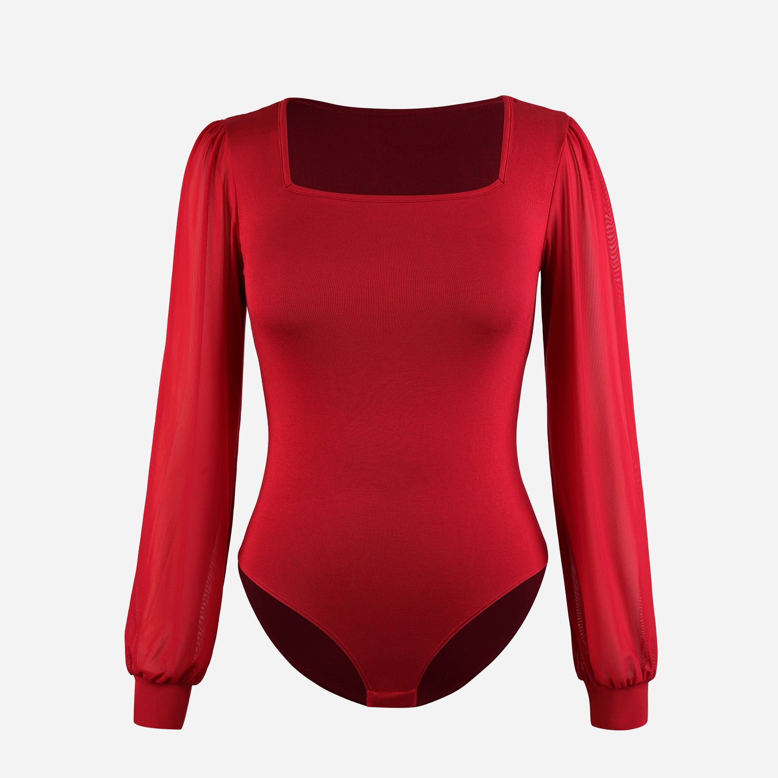 Joyshaper Women’s Square Neck Puff Sleeve Bodysuit Long Sleeve Tops