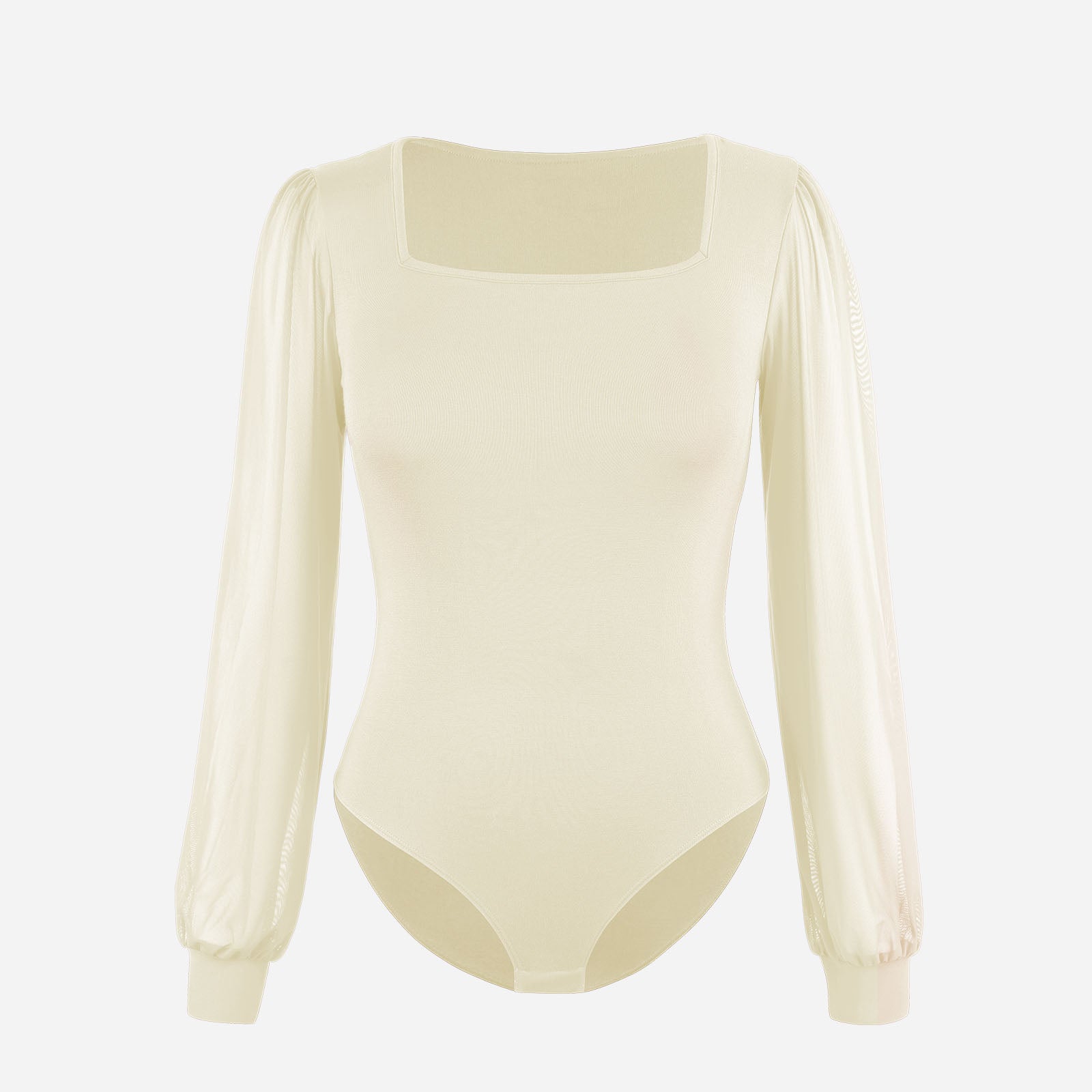 Joyshaper Women’s Square Neck Puff Sleeve Bodysuit Long Sleeve Tops