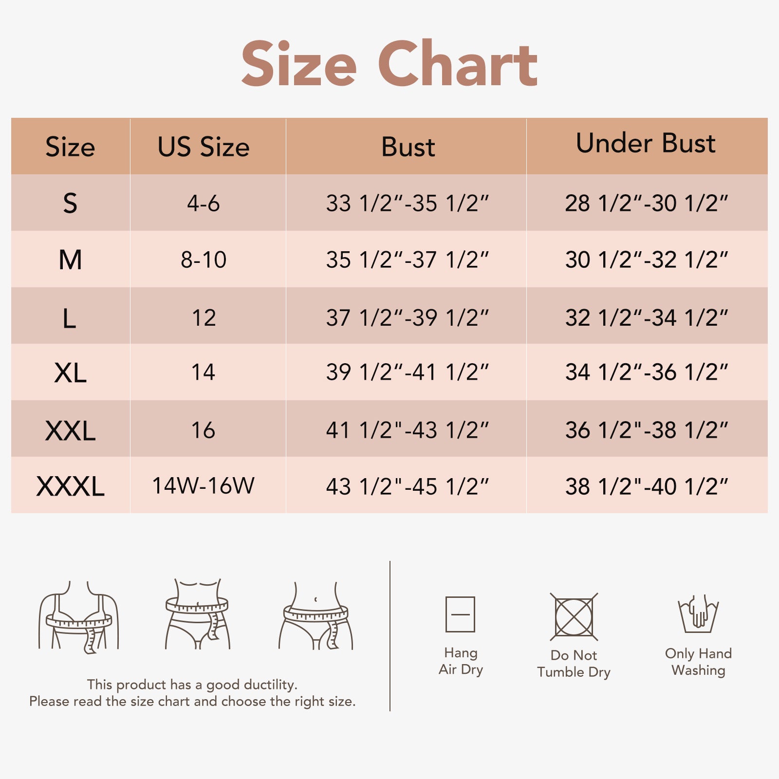 Joyshaper Adjustable Chest Brace-Up Vest size chart