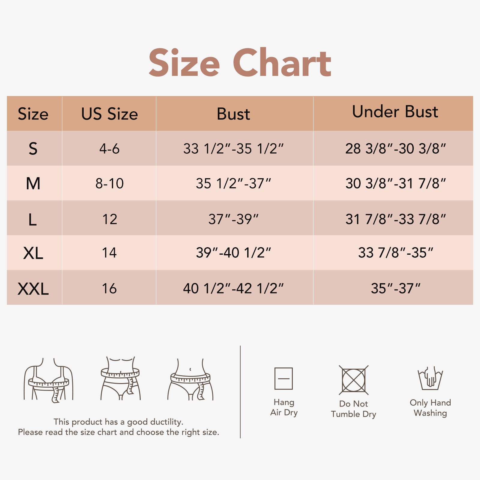 Joyshaper Arm Shaper Crop Tops size chart