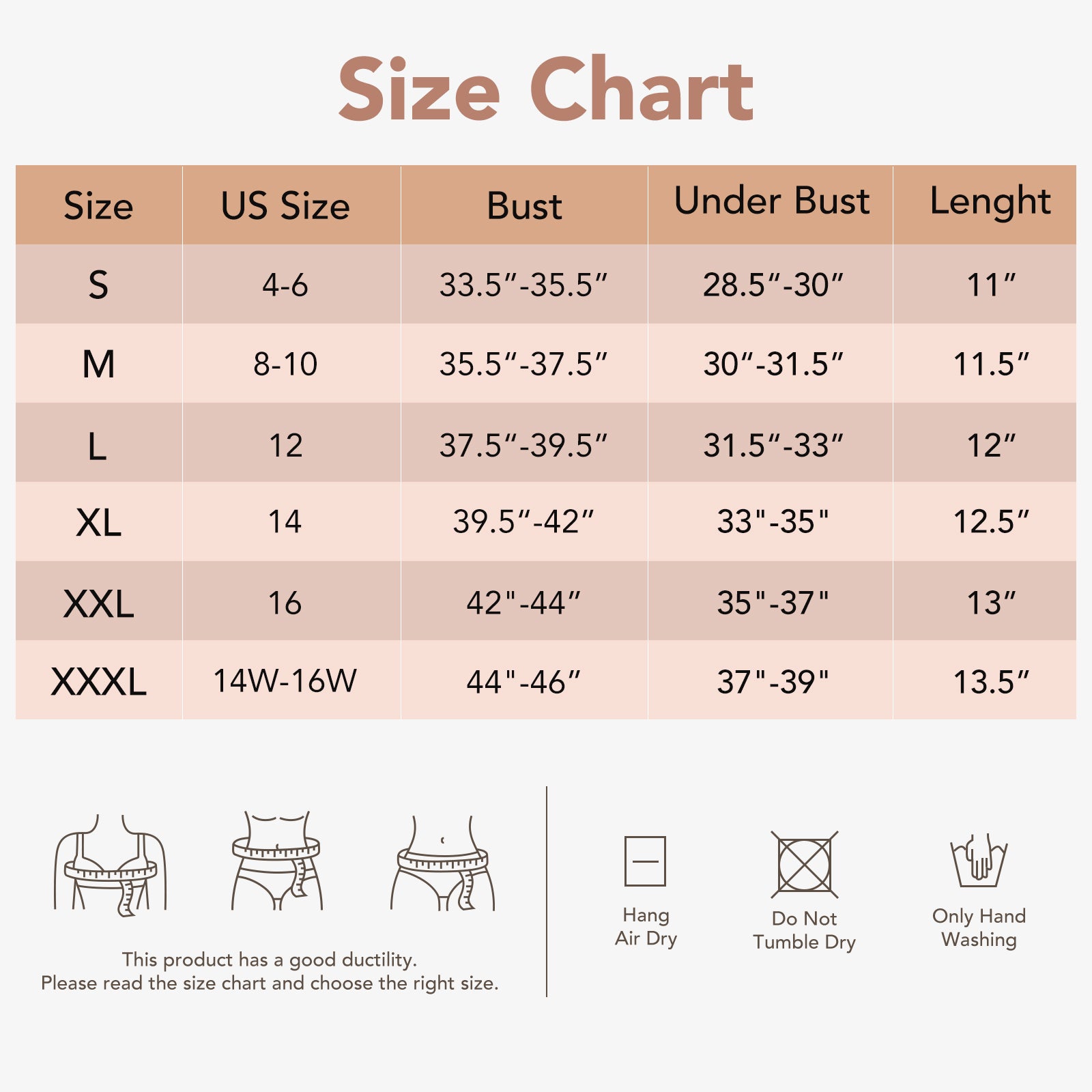 Joyshaper Posture Corrector Chest Brace Up size chart