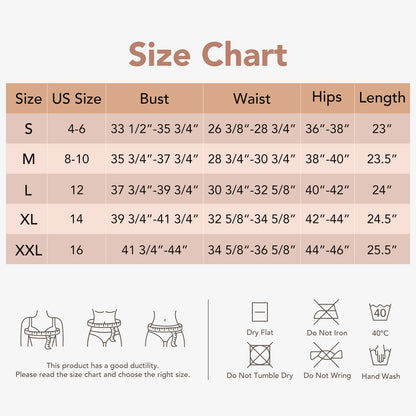 Joyshaper Seamless Built-In Shapewear Slip Dress size chart