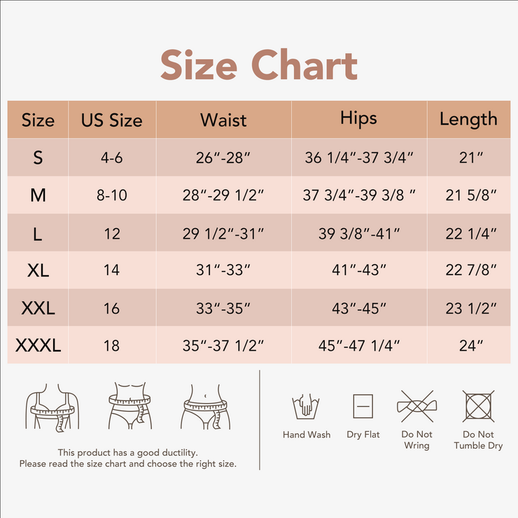 Joyshaper Seamless Shapewear Skirt Slip size chart